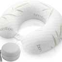 Bamboo Memory Foam Travel Pillow Set for Airplanes Head Support Neck Pillow for Sleeping Travel Headrest for Cars Planes Machine Washable Cover
