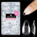UNA GELLA Short Almond Nail Tips: 504PCS Short Fake Nails Soft Press On Gel Nail Tips Pre Shaped Almond Shape Home Nail Extension Full Cover, 12 Sizes Acrylic Gelly Tips, Short Almond