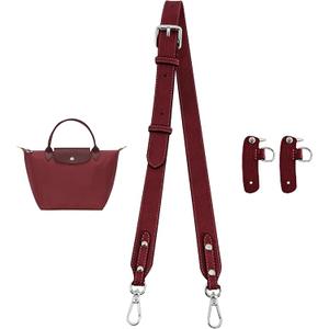 jiesinlov Cowhide Bags Straps Replacement Adjustable Crossbody Shoulder Strap Conversion Kit Fit for Le Pliage Small(Pomegranate)