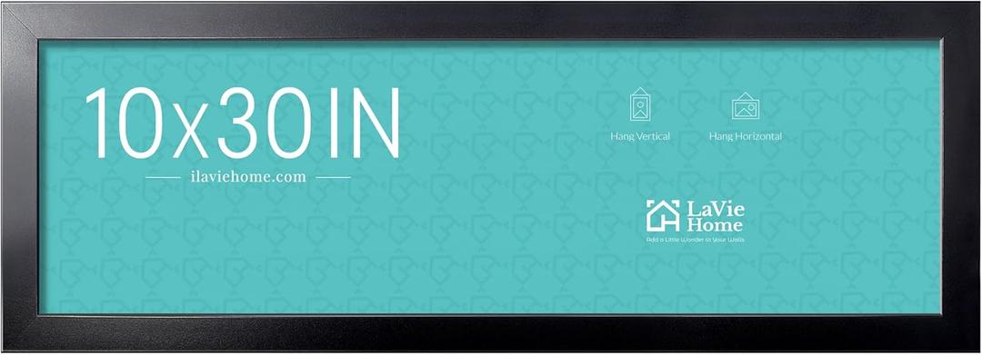 LaVie Home 10x30 Picture Frame Black, Panoramic Picture Frame for Wall Decoration, Classic Black Minimalist Style Suitable for Decorating Houses, Offices, Hotels1 Pack