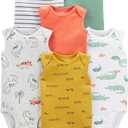 Simple Joys by Carter's Baby Boys' 6-Pack Sleeveless Bodysuits, Alligator/Dinosaur/Stripe/Trucks, 12 Months