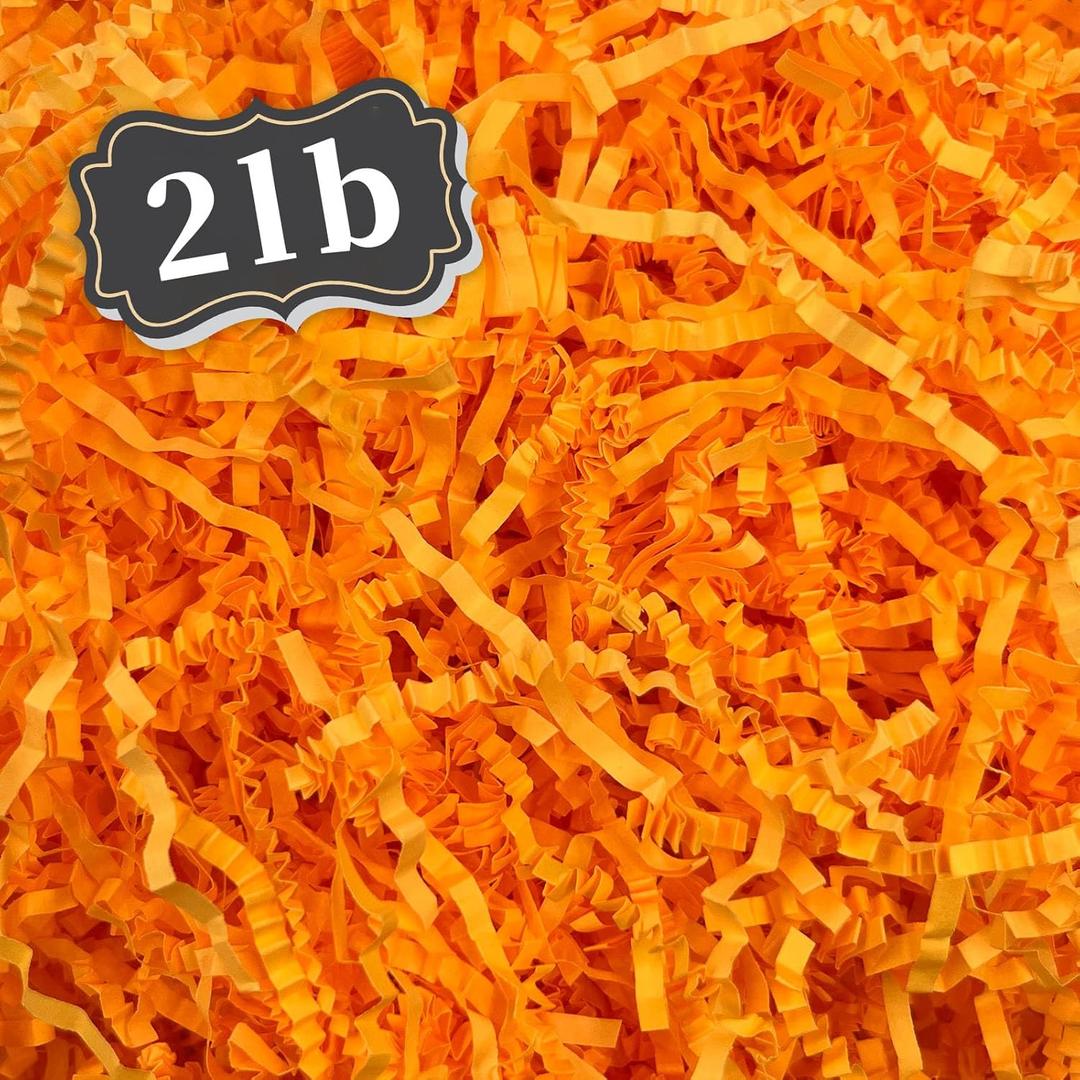 2 LB Fluorescent Orange Crinkle Cut Paper Shred Filler Great for Gift Wrapping, Basket Filling, Birthday, Wedding, Halloween, Thanksgiving, Christmas Day, New Year Party Decorations Filling Supplies