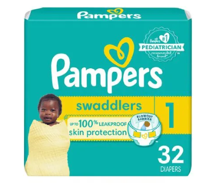 Pampers Swaddlers Up to 100% Leak Proof, 32 Diapers Couches