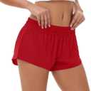 Aurefin Lightweight Athletic Shorts for Women, Quick Dry Running Shorts with Zip Pocket and Liner Womens Gym Workout Shorts (Red, S)
