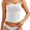 YEOREO Sophie Women Sexy Long Tube Tops Double Lined Basic Y2K Summer Cute Strapless Fitted Bandeau Going Out Crop Top Top (Large, White)