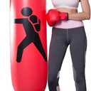 Punching Bag for Adult Kids,Kizcmvre Inflatable Freestanding Heavy Duty Boxing Bag,Women Men Training Equipment Exercise Boxing Standing Punching Bag (Red).