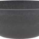 PSW Pot Collection M25DC 10-inch Plastic/Stone/Wood Composite Low Bowl Planter No Drainage Hole (Drillable), Shallow Indoor/Outer Pot for Succulents, Bonsai, Fairy Gardens, Herbs, Dark Charcoal