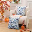 DFXSZ Fall Pillow Covers 18x18 inch Set of 2 Fall Decoration Blue Pumpkin Maple Leaf Decor Autumn Outdoor Pillow Cover Thanksgiving Decoration for Home Couch TH146B18