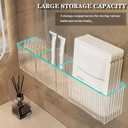 2 Pack Bathroom Makeup Organizer Wall Mount Clear Bathroom Organizers and Storage with 3 Compartments Plastic Storage Organizer Bins Floating Shelves for Wall, Narrow Space, Office, Bedroom 14''Length