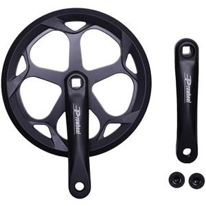 PROWHEEL 152MM/160MM/165MM/170MM/175MM Bike Crankset,46T/48T/52T Steel Chainring Bike Crank Arm Set,Double ChainWheel and Replacement Chain Guard,Compatible with City Bike,MTB,Electric Bicycle,Cargo