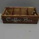 QUALLON Coffee Station Organizer with Small Removable Dividers, Wooden Coffee Bar Accessories Storage For Countertop, Farmhouse Kcup Coffee Pod Holder Basket With Handle For Coffee Lover
