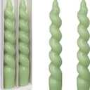 Unscented Green Spiral Taper Candles Handmade Short 7.5 Inch Smokeless Long Burning Candlesticks for Home Decoration Gifts (EAG-2D2PC-GREEN-UNSCENTED)
