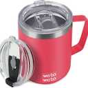 WETOWETO 14 oz Coffee Mug, Vacuum Insulated Camping Mug with Lid, Double Wall Stainless Steel Travel Tumbler Cup, Coffee Mugs Outdoor, Powder Coated Watermelon Red