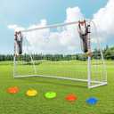 ORIENGEAR Soccer Goal, 12x6/10x6.5/8x6/6x4 Full Size Soccer Goals for Backyard, Soccer Net with Training Discs, Portable Soccer Goal for Kids and Adults with 1 Carry Bag, Porterias De Futbol