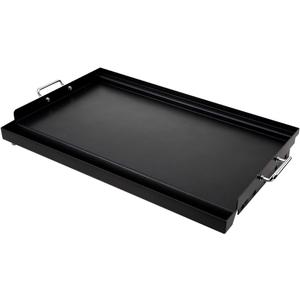 LotFun 25" x 16" Carbon Steel Cooking Griddle for Outdoor Gas Grill, Universal Griddle Flat Top Plate Insert with Grease Groove and Removable Handles for Electric/Charcoal/Gas Grill, Camping,Party
