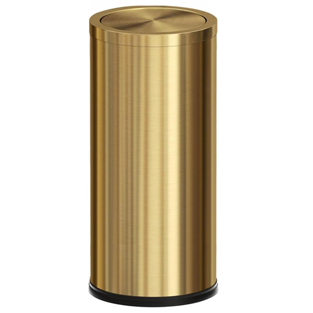 30L/8GAL Gold Brass Kitchen Trash Can,Tall Commercial Garbage canLarge Capacity FILP lid Trash can for Kitchen,Shopping mall,Elevator gate,Airport, Hotel,Commercial (Gold)