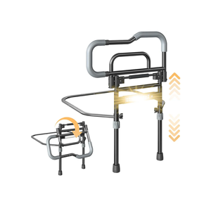 Bed Rails for Elderly Adults Safety, Foldable Bed Assist Rails for Seniors with Sensor Light & Storage Pocket, Adjustable Height, 180° One-Hand Folding Bed Side Rails Fit King Queen Full Twin