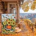 2 x Fall Garden Flags 12x18 Double Sided Outside, Pumpkins Sunflower Autumn Yard Outdoor Flag