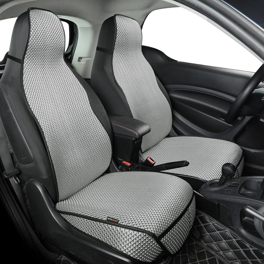 Auto Newer Car Seat Cover,Breathable Front Car Seat Cushion,Comfortable Car Seat Protector,Anti-Slip Full Wrap Driver Car Seat Protector with Storage Pocket,Universal All Seasons(Gray,2PCS)