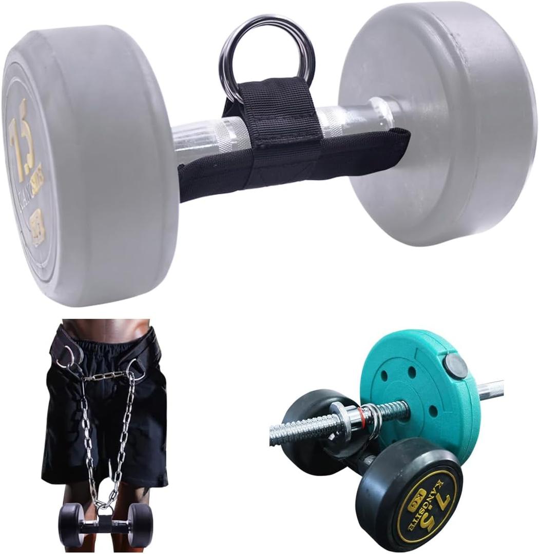 J Bryant Loading Dumbbells Strap for Dip Belt Squat Pull-up,Load Dumbbells Kettlebells on Barbells Weightlifting Accessory (1 piece M)
