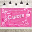 7x5ft Breast Cancer Awareness Banner Backdrop October Breast Cancer Month Decorations Pink Ribbon Party Banner Butterfly Love Hope Faith Strength Party Charity Activities Fundraising