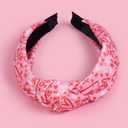 Huachi 2 Packs Valentine Headbands for Women Girls Cute Sweet Heart Top Knot Head Bands for Womens Hair Fashion Knotted Hair Accessories (Girly Pink)