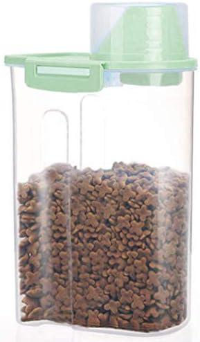 PISSION Pet Food Storage Container with Graduated Cup and Seal Buckles Food Dispenser for Dogs Cats (Green)