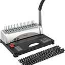 TIANSE Binding Machine, 21-Holes, 450 Sheets, Comb Binding Machines with Starter Kit 100 PCS 3/8'' Comb Binding Spines, Comb Binder Machine Book Maker Perfect for Letter Size, A4, A5 or Smaller Sizes