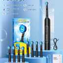 TEETHEORY Rotating Electric Toothbrush for Adults with 8 Brush Heads, Sensitive Gum Care Electric Toothbrush with 3 Modes and 2 Min Smart Timer, Rechargeable Last 60 Days (Black, 1 Count)