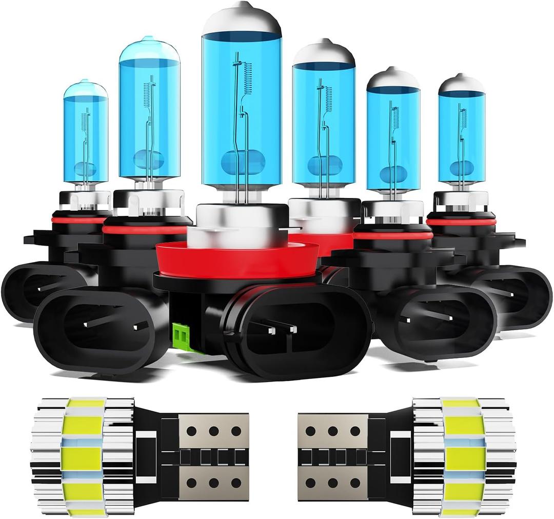 Light Bulbs Fit For Ford Expedition 2021-2022, High Performance Halogen Headlight Bulb And License Plate Lights Combo, 9005 H11 9145 High Low Beam Fog Lights, 6000K White Light, Pack of 8