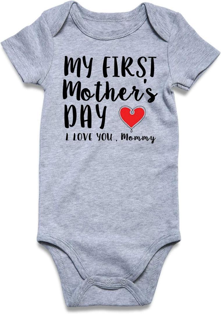 Vieille Baby Boys Girls Bodysuit Short Sleeve Romper Jumpsuit Outfit 0-12 Months (3-6 Months, My First Mother's Day)