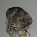 MINLEE Ombre Gray Wig with Bangs for Women 14 Inch Short Bob Wavy Curly Wig Grey Hair Wigs Heat Resistant Synthetic Wigs