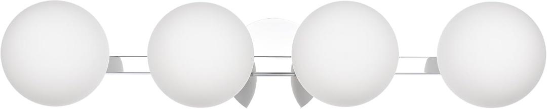 Chrome Globe Bathroom Vanity Light Fixtures, Modern 4 Lights Wall Lighting, Porch Wall Mount Light Fixture for Bathroom, Over Mirror Cabinets Hallway Stairs