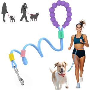 DomkimDog Leashes for Large Dogs Heavy Duty Hands-Free Walking Leash, Rope Dog Lead with Comfort Handle for Small Medium Breed, No Pull Multi-Function Leads Adjustable Length Long 5ft, Blue