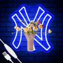 NY Baseball Neon Sign, New York Cool Light Up Dimmable NY Team Logo Hanging Led Neon Sign for Wall Decor, Bedroom, Party, Man Cave, Bedroom, Game Room Deco, Birthday Christmas Gift for Boys Fans (Blue)