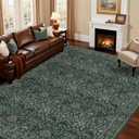Washable 9x12 Area Rug for Living Room Bedroom Dining Room Under Kitchen Table,Non-Slip Low Pile Stain Resistant Soft Large Carpet for Vintage Floral Oriental Home Decor Dark Green/Navy/Black