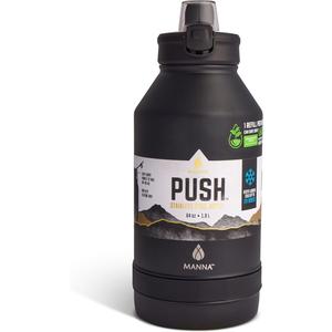 Manna Push Stainless Steel Bottle with Push-open Locking Lid and Sipping Spout - 64 Oz - Onyx Powder Coat, Color: Onyx