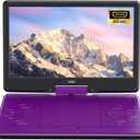 ieGeek 15.9" Portable DVD Player with 14.1" Swivel Screen, HDMI Input, 6-Hour Rechargeable Battery, Region Free, USB/SD Playback, Ideal Gift for Seniors, Kids and Travel, Purple