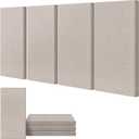 UMIACOUSTICS 4 PCS Acoustic Panels, 2 Thick 23.6" x 11.8" Fiberglass Sound Wall Panels, Self-adhesive Sound Absorbing Panels for Home Studios, Office, Theater. Light Camel