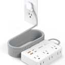 Surge Protector Power Strip, 15 Ft Cord Ultra Thin Flat Extension Cord with 6 Outlets 4 USB Ports(2 USB C), 1050J Flat Plug Power Strip for College Dorm Room Essentials