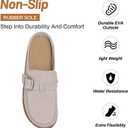 Women Suede Clogs Leather Mules for Women Cork Footbed Sandals Potato Shoes with Arch Support (10, Stone)