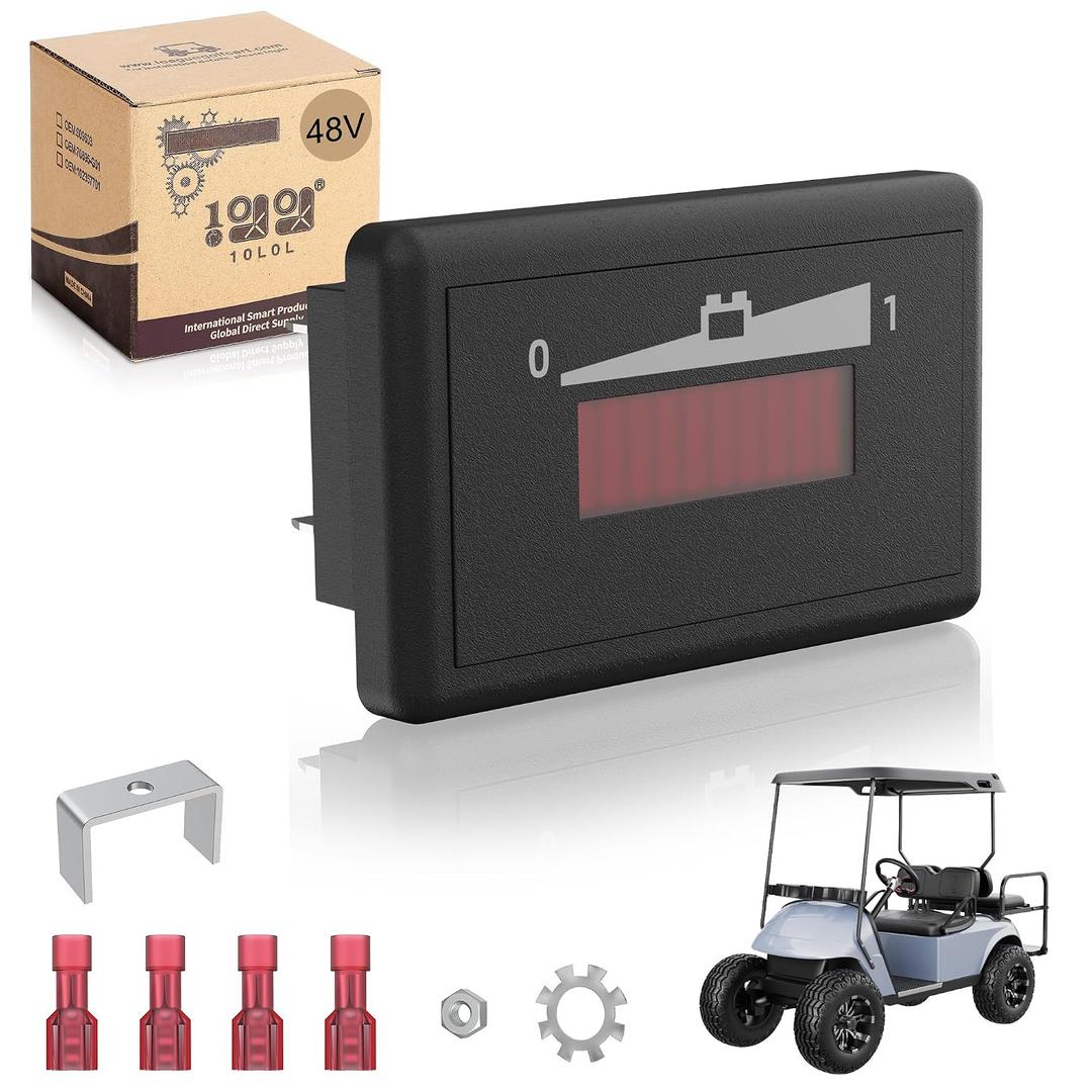 10L0L Golf Cart Battery Meter 48V LED Batteries Power Indicator, Compatible with Lead Acid Battery Powered Golf Cart for Yamaha, Club Car, EZGO, Lift, Lawn Mower, Leaf Trimmer, Motorhome etc