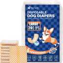 Pet Soft Male Dog Wraps - Disposable Dog Dipaers Male Wetness Indicator, Ultra Absorbent Puppy Diapers for Excitable Urination or Incontinence, 20pcs Large