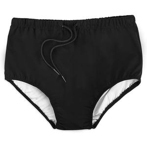 AQX Reusable Adult Swim Diapers Special Needs, Washable Cloth Diapers Leakproof, Swimmers Nappy Trunks Pull Ups for Incontinence Protection Unisex (M, Black)