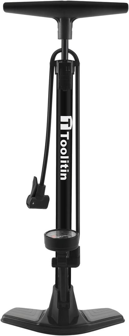 Bike Pump with Gauge,High Pressure,Floor Bicycle Pump Compatible with Presta and Schrader Valve,Bike Tire Pump for Road Bike,MTB,Hybrid,Balls