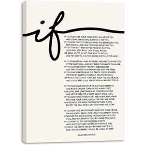 If Poem by Rudyard Kipling  If Poem Inspirational Framed Canvas Print Wall Art  Motivational Poetry Wall Decor  If Poster Font Quote If Kipling Home Office Inspirational Literature Art (12L" x 8W")