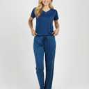 Real Essentials 2 Pack: Women's Comfy Pajama Sets - Short Sleeve Ladies Loungewear Sleepwear PJs (Available In Plus) (Gray, S)