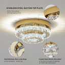 Gold Crystal Chandelier Flush Mount Ceiling Light, 9.8" Surface Mount LED Fixture with Built-in Light, Mini Bedroom Light 6000K