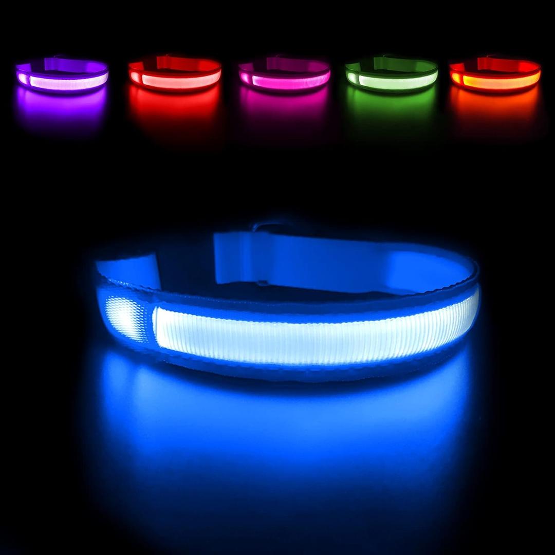 MASBRILL Light Up DogCollars-Rechargeable LED Dog Collar-Waterproof Night Walking Glowing Dog Collar for Small Medium Large Dogs (M(19.69*0.98inch), Blue)