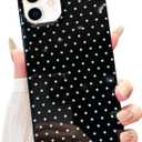 Jmltech for iPhone 11 Case Polka Dot Phone Cases Cute Aesthetic Trendy Women Chic Soft Silicone Shockproof Protective Slim Cover White Dots (Black)